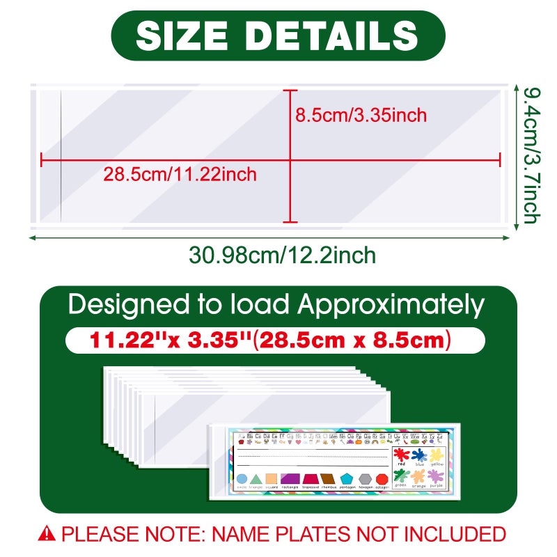 Meetory 36 Pieces 13.5â€ x 4.9â€ Upgraded Clear Nameplate Pocket Self-Adhesive Desk Name Tag- Covers for School Classroom Desk, Office Suppliesï¼ˆNOT Include Name Tagsï¼‰ - Image 3